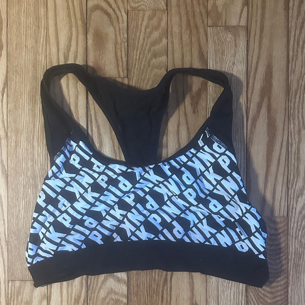 PINK Victoria's Secret Sports Bra - Black and White Logo